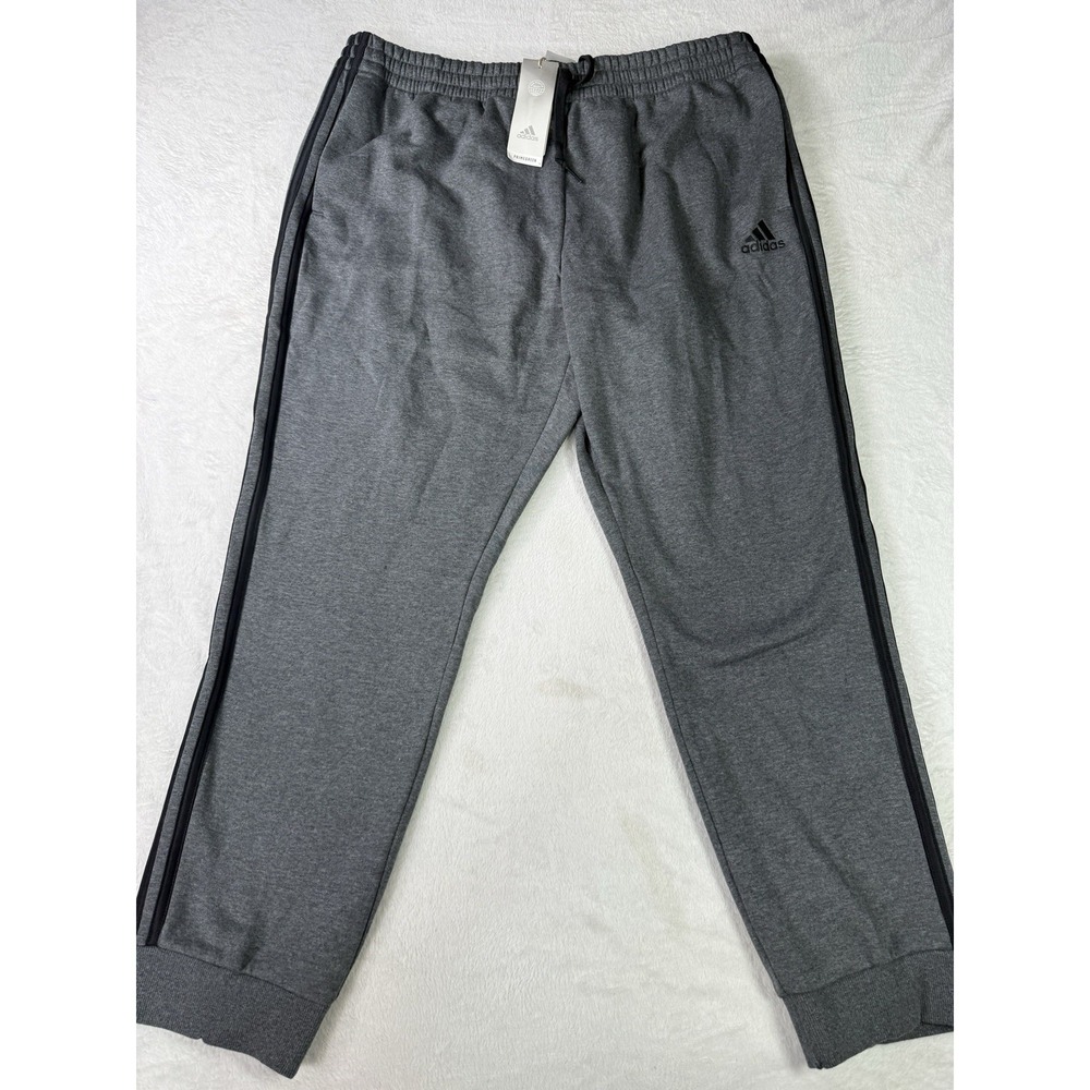 Adidas Sweatpants Mens 2XL Gray PRIMEGREEN Joggers GK8826 Fleece 3-Stripe